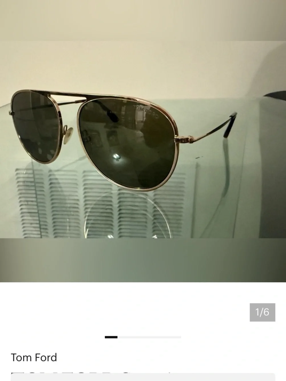 Tom Ford Gold Frame Aviator Sunglasses with Green Lenses